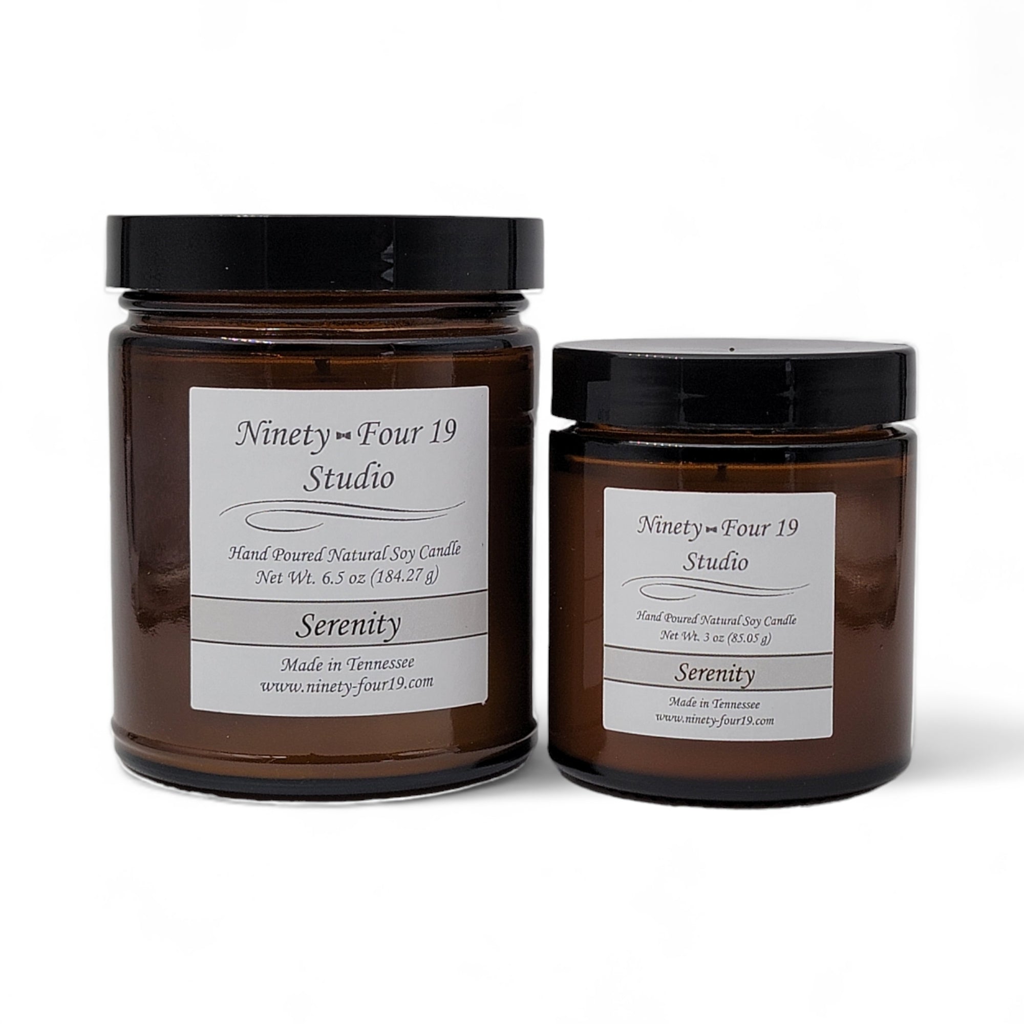 Natural soy wax candles - amber glass jars