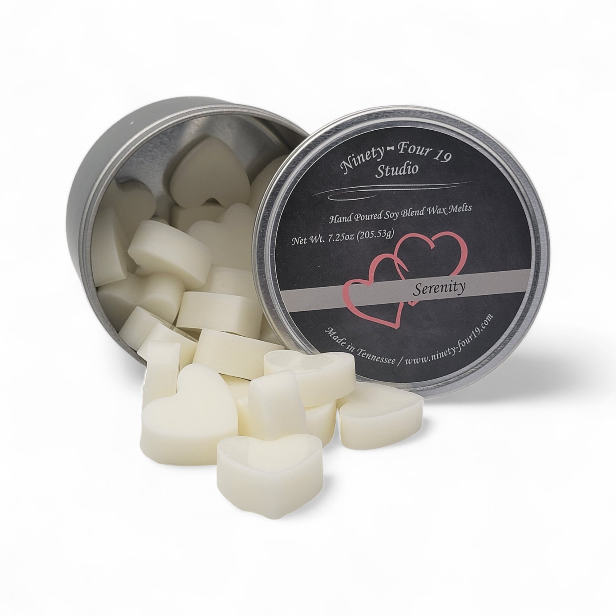 soy wax heart shaped melts - 7.25 oz tin container