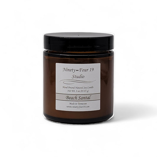 Natural soy wax candle - 3 oz amber glass container