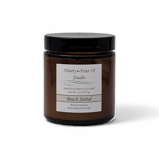 Natural soy wax candle - 3 oz amber glass container