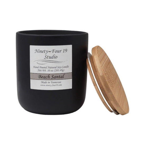 Scented soy wax candle - 10 oz black ceramic container