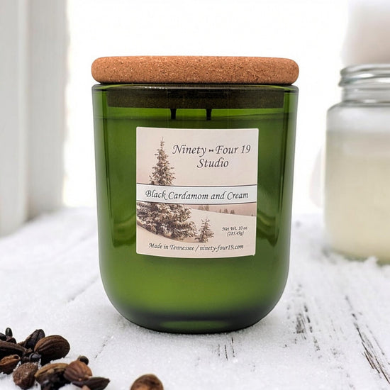 scented natural soy wax candle - Sonoma green glass container