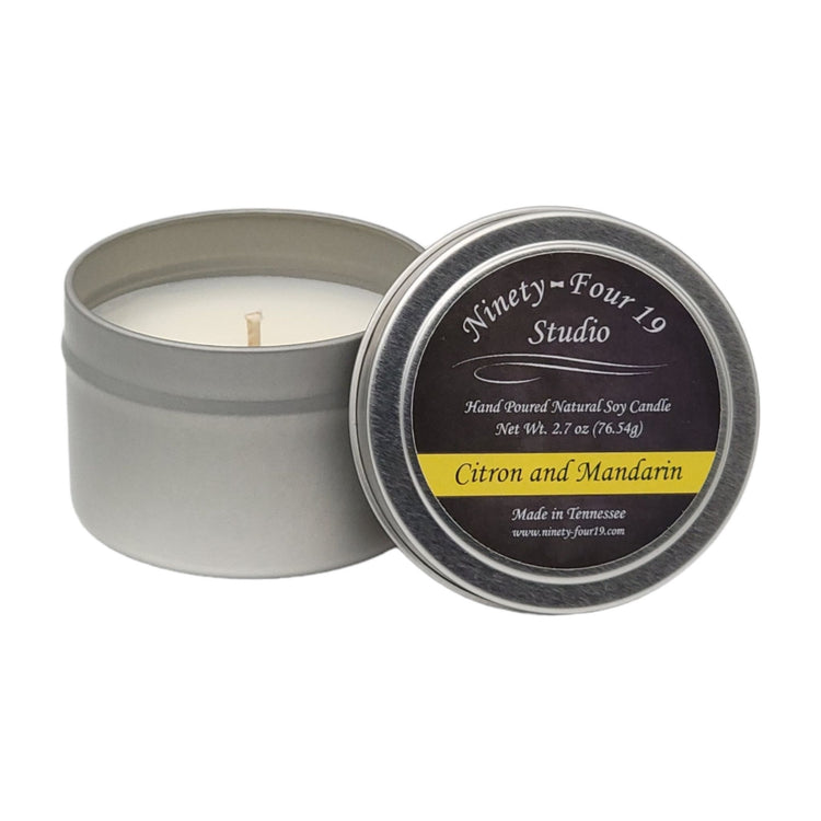 Natural soy wax candle - 2.7 oz tin container