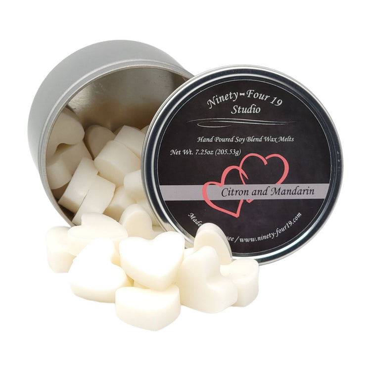 Heart shaped soy wax melts - Citron and Mandarin fragrance