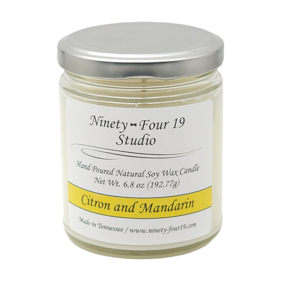 Glass jar soy wax candle - Citron and Mandarin fragrance