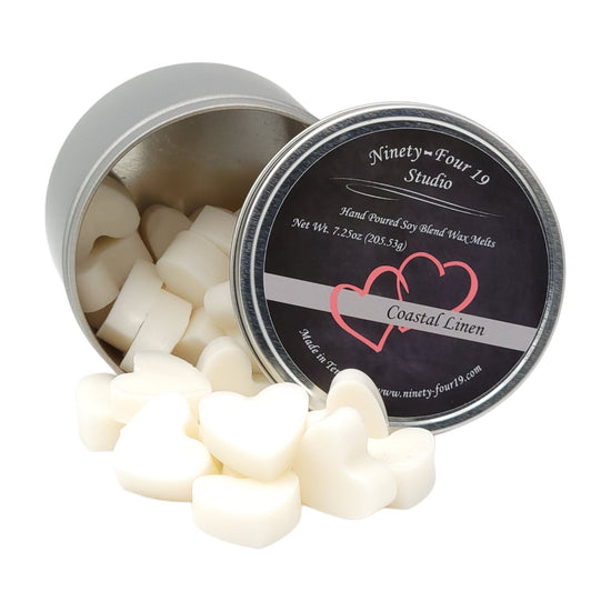 Heart shaped soy wax melts - Coastal Linen fragrance