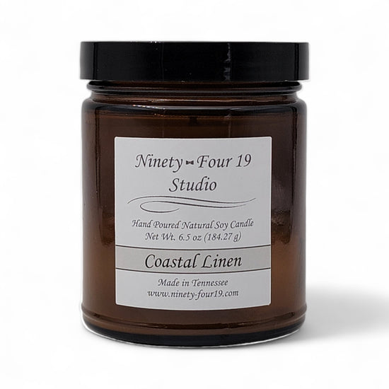 Natural soy wax candle - 6.5 oz amber glass jar