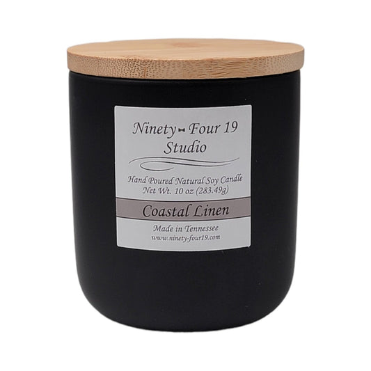 Scented soy wax candle - 10 oz black ceramic container