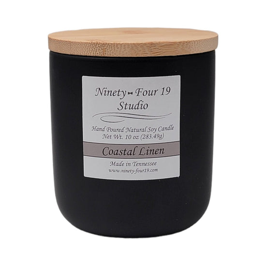 Scented soy wax candle - 10 oz black ceramic container