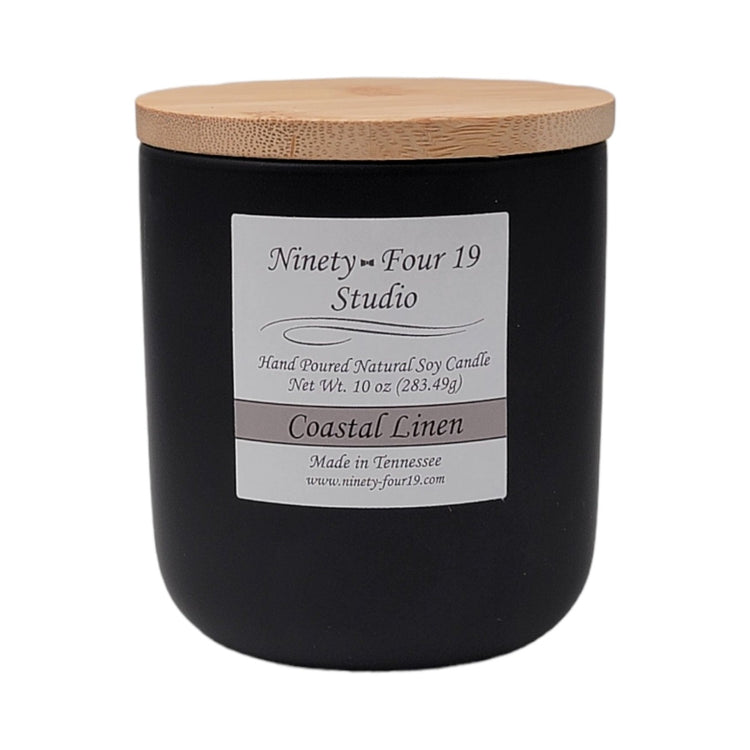 Scented soy wax candle - 10 oz black ceramic container