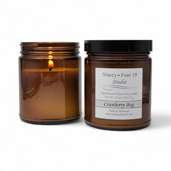 Natural soy wax candle - 6.5 oz amber glass jar