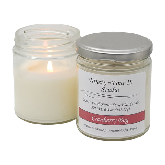 Glass jar soy wax candle - Cranberry Bog fragrance