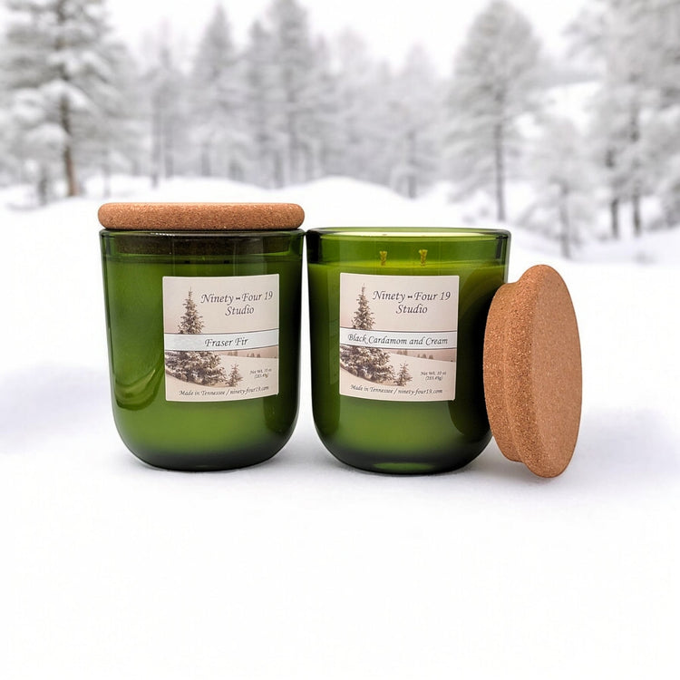 scented natural soy wax candles - Sonoma green glass containers