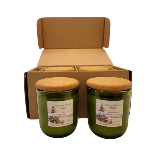 scented natural soy wax candles - Sonoma green glass containers