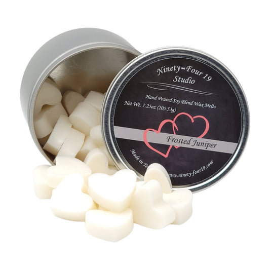 Heart shaped soy wax melts - Frosted Juniper fragrance