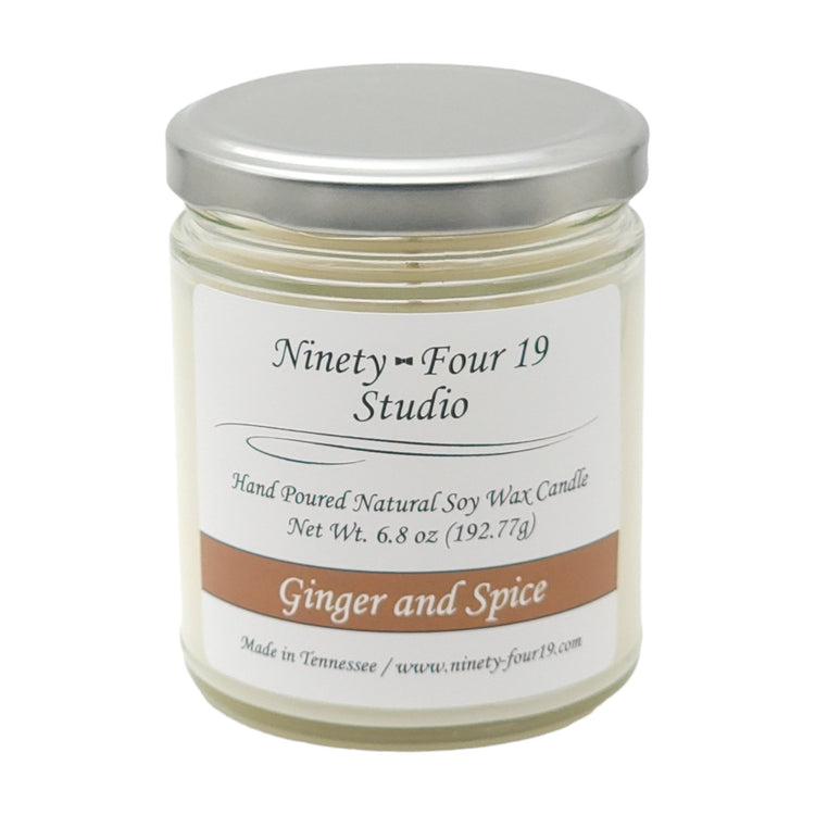 Glass jar natural soy wax candle - Ginger and Spice fragrance