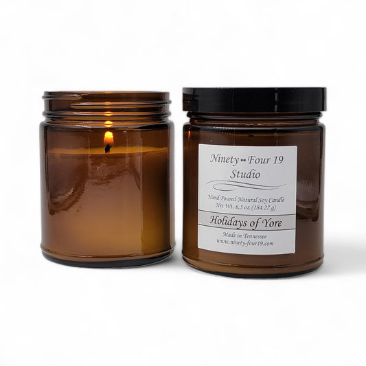 Natural soy wax candle - 6.5 oz amber glass jar