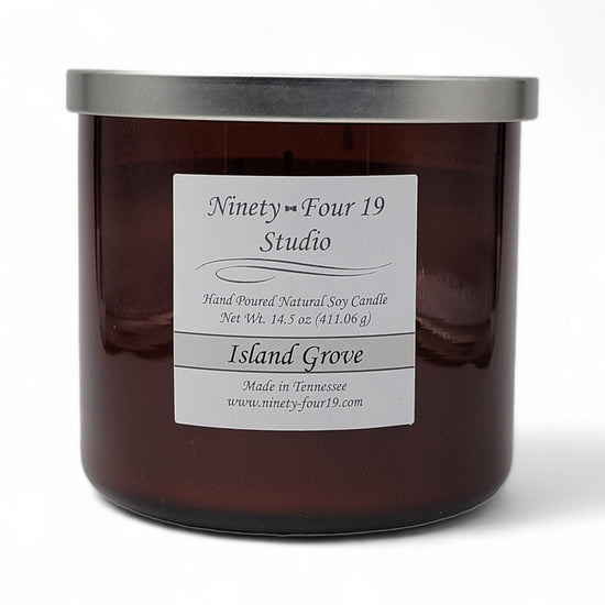 Natural soy wax candle - 14.5 oz amber glass container