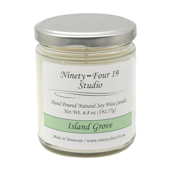 Glass jar natural soy wax candle - Island Grove fragrance