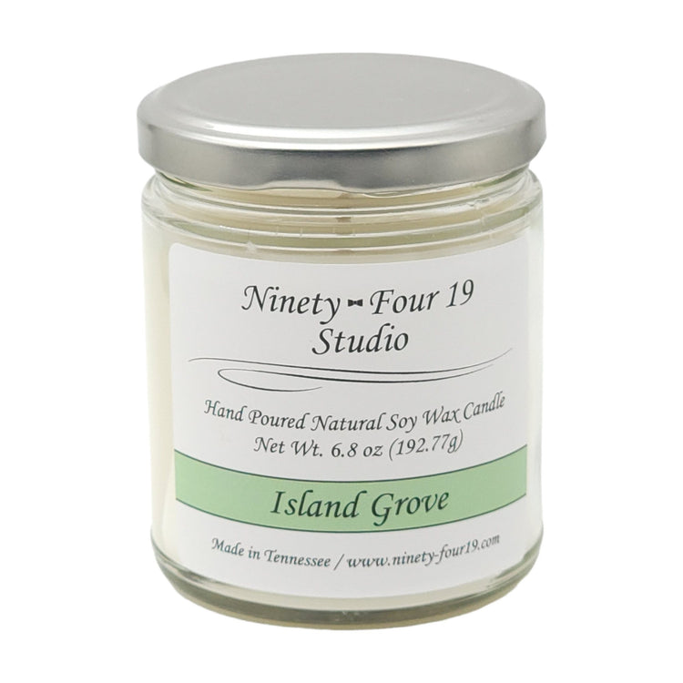 Glass jar natural soy wax candle - Island Grove fragrance