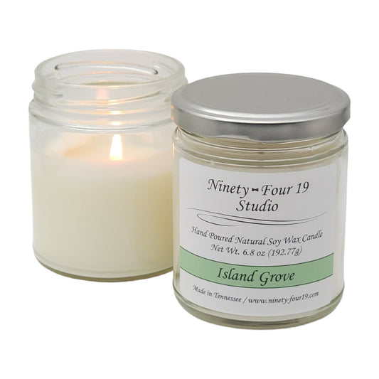 Glass jar natural soy wax candle - Island Grove fragrance