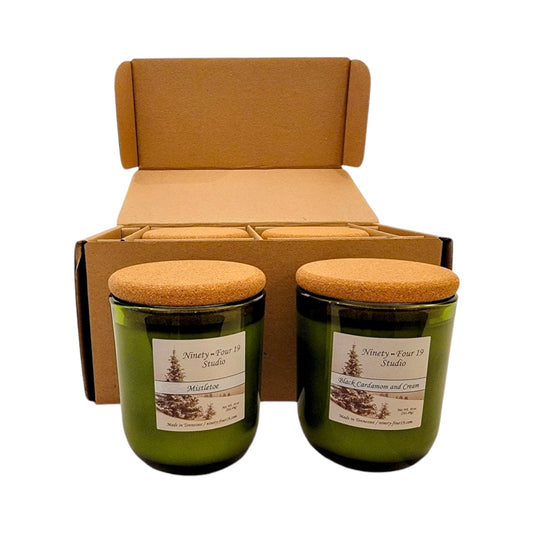 scented natural soy wax candles - Sonoma green glass containers