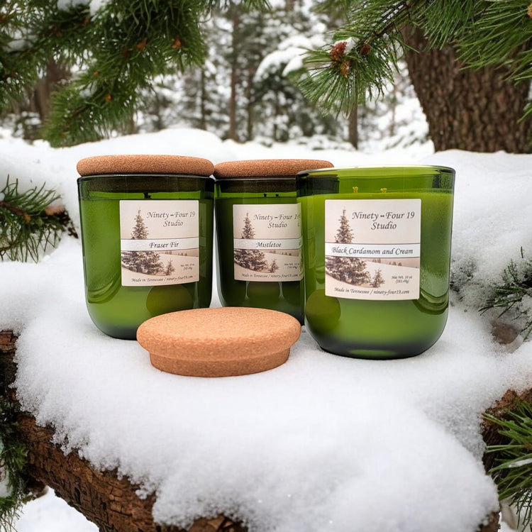 Scented natural soy wax candles - Sonoma green glass containers