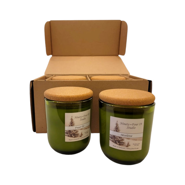 scented natural soy wax candles - Sonoma green glass containers