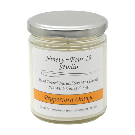 Glass jar natural soy wax candle - Peppercorn Orange fragrance