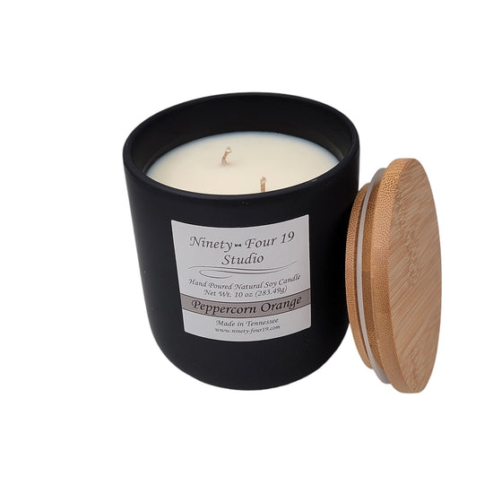 scented natural soy wax candle - 10 oz black ceramic container