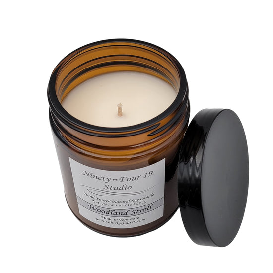 scented natural soy wax candle - amber glass 6.5 oz