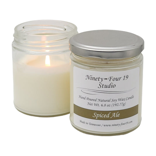 Glass jar natural soy wax candle - Spiced Ale fragrance