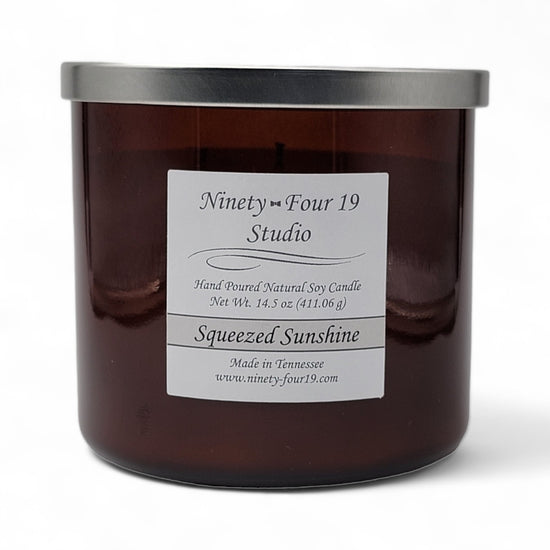 Natural soy wax candle - 14.5 oz amber glass container