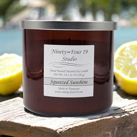 Natural soy wax candle - 14.5 oz amber glass container