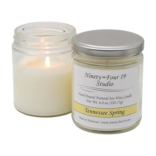 Glass jar natural soy wax candle - Tennessee Spring fragrance