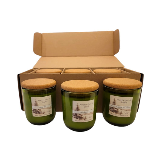 scented natural soy wax candles - Sonoma green glass containers