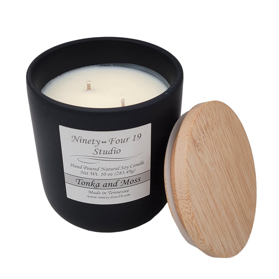 Scented natural soy wax candle - 10 oz Black ceramic container