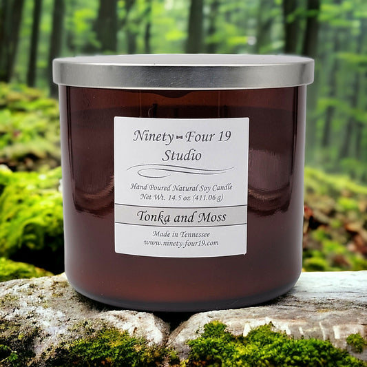 Natural soy wax candle - 14.5 oz amber glass container