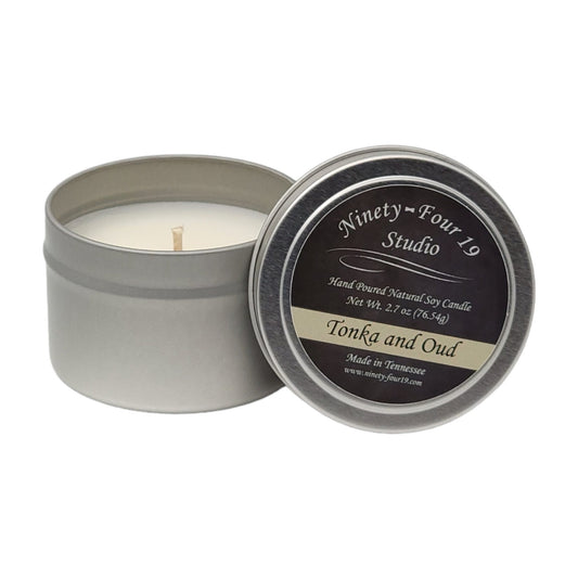 Natural soy wax candle - 2.7 oz tin container