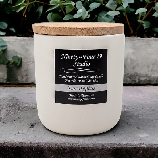 Natural soy wax candle - 10 oz white ceramic container