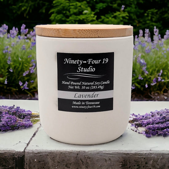 Natural soy wax candle - 10 oz white ceramic container