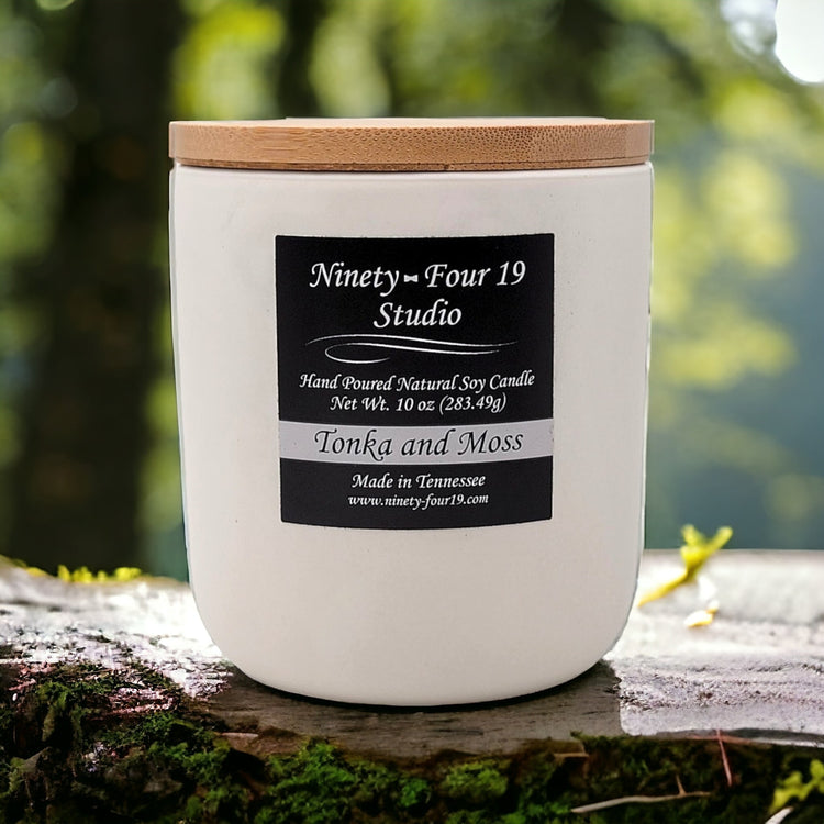 Natural soy wax candle - 10 oz white ceramic container