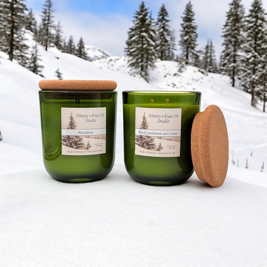 Scented natural soy wax candles - Sonoma green glass containers